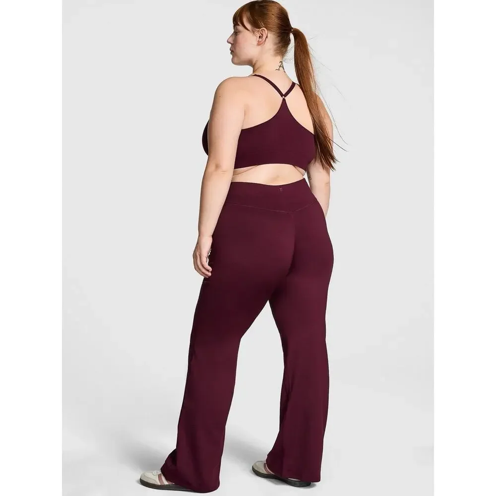 Victoria’s Secret PINK Burgundy Flare LEG Mid Rise Yoga Pant Leggings-SMALL - Picture 4 of 15
